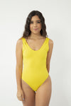 Leopardo entero reversible amarillo estampado body playa 