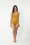 Leopardo entero reversible amarillo estampado body playa 