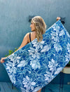 TOALLA MICROFIBRA FLORAL AZUL